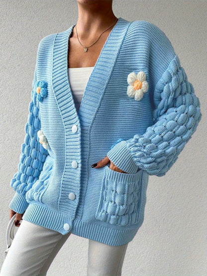 Women's Relaxed Denim Floral Cardigan