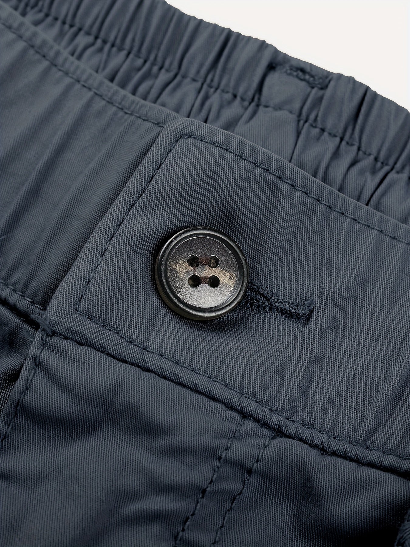 Solid Cargo Men's Casual Long Pants with Multiple Pockets AndButtons, Outdoor Hiking Camping Mountaineering