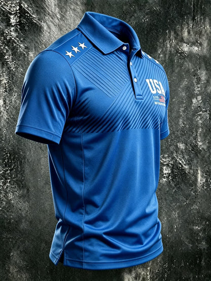 USA 1776-2026 250 Years of Freedom, Men'S Short-Sleeve Polo Shirt, Golf Polo Shirt, Polyester Fiber Fabric, Lightweight And Breathable, Suitable for Anniversary Celebrations