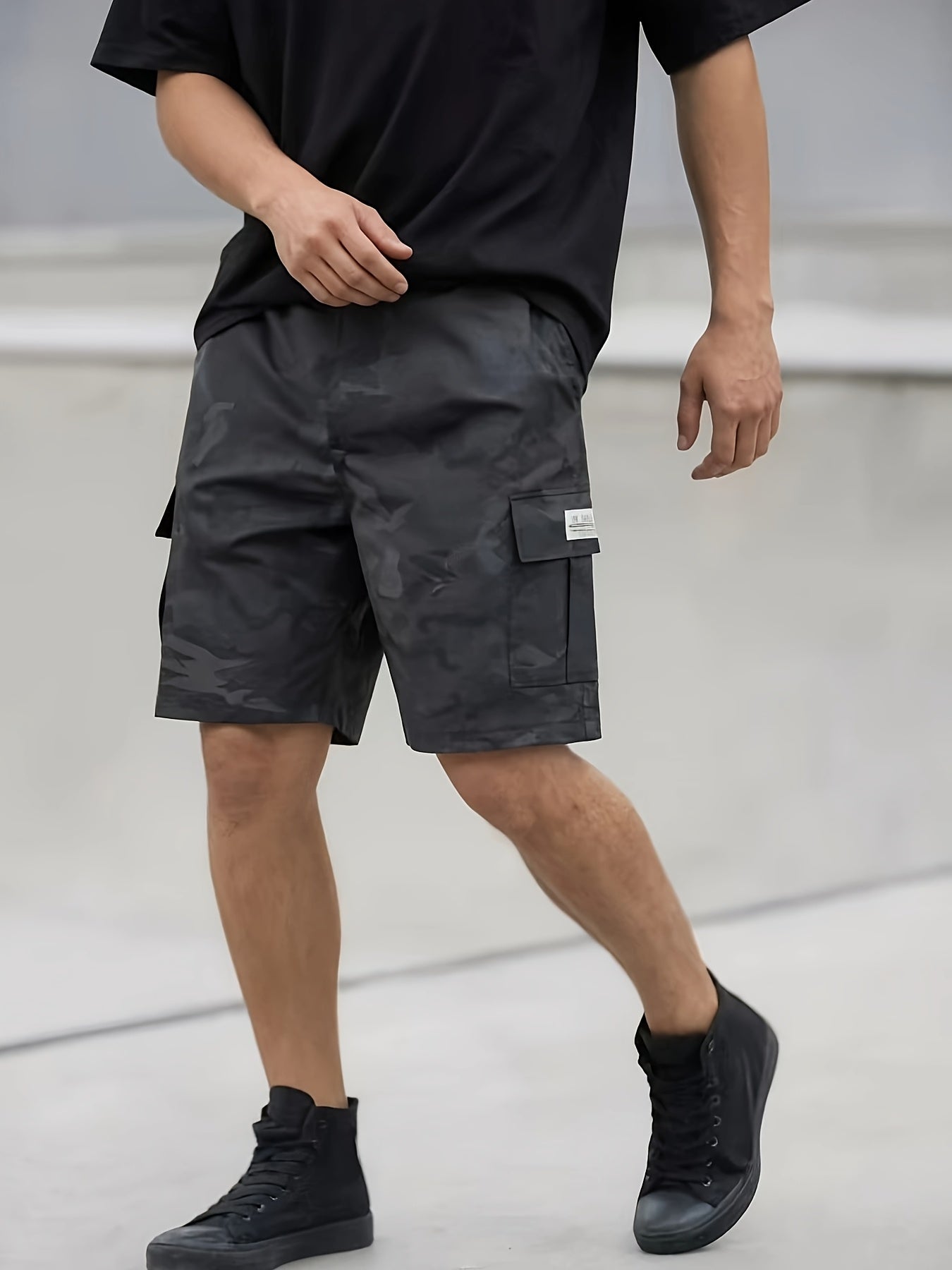 3pcs Men's Cargo Shorts, Casual Athletic Shorts - Multi-Pocket Ripstop, (Includes Wristband) Adjustable Waist (Black, Gray, Khaki) - Outdoor & Travel