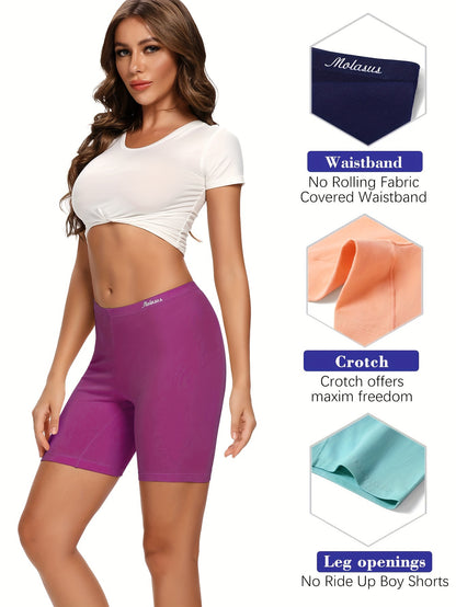 Molasus Womens Cotton Boxer Shorts Underwear Anti Chafing Bike Shorts Pack of 4