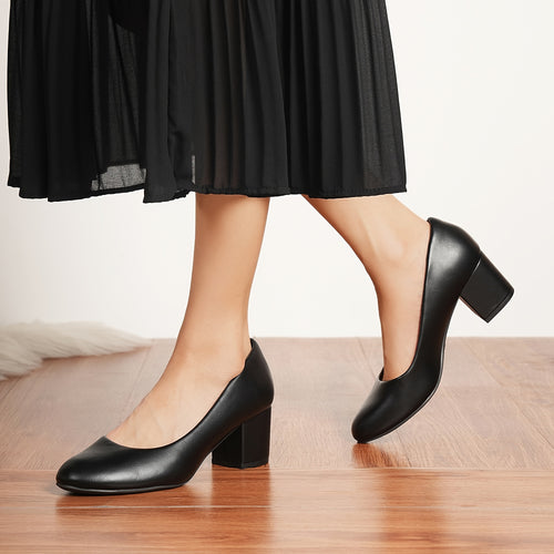 Women's Pumps Low Chunky Block Heel Dress Shoes Closed Round Toe Comfortable Heels Elegant Closed Round Toe Pumps Shoes Women's Formal Shoes, Women Shoes
