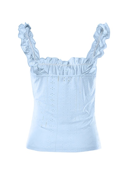Chic Tank Top for Women Featuring a Ruffled Edge And a Butterfly Knot Tie