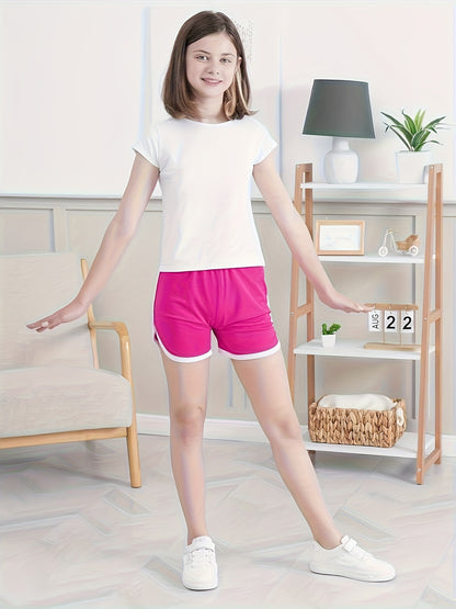 Random 6pcs Of Girls' Sporty Shorts, Children's High-waisted Yoga Dance Cycling Shorts, Comfortable Gymnastics Shorts, 2-12 Years Old, Spring Clothes, Summer Clothes, Easter Gifts, Discounted, 4th Of July, Perfect for Outdoor