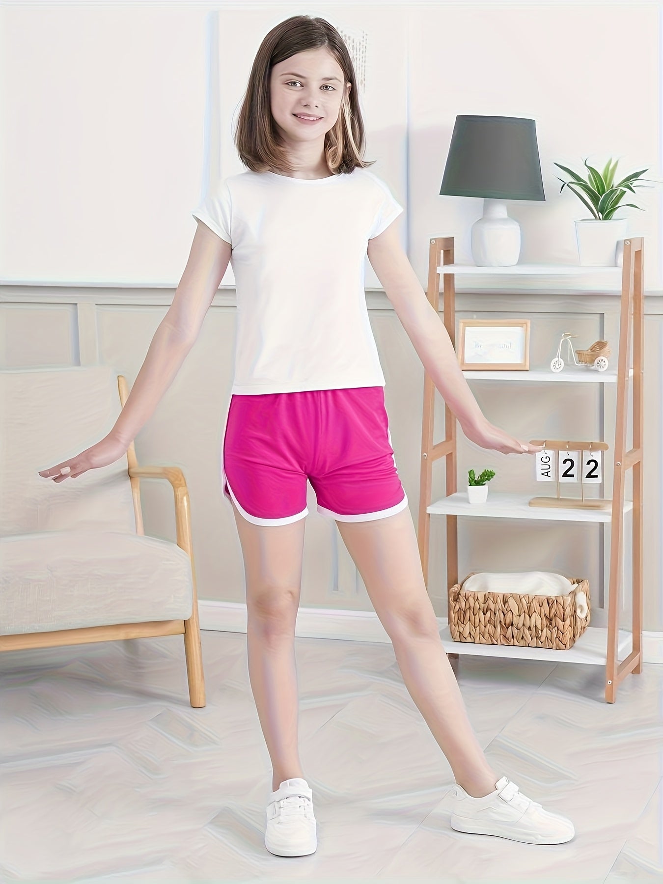Random 6pcs Of Girls' Sporty Shorts, Children's High-waisted Yoga Dance Cycling Shorts, Comfortable Gymnastics Shorts, 2-12 Years Old, Spring Clothes, Summer Clothes, Easter Gifts, Discounted, 4th Of July, Perfect for Outdoor