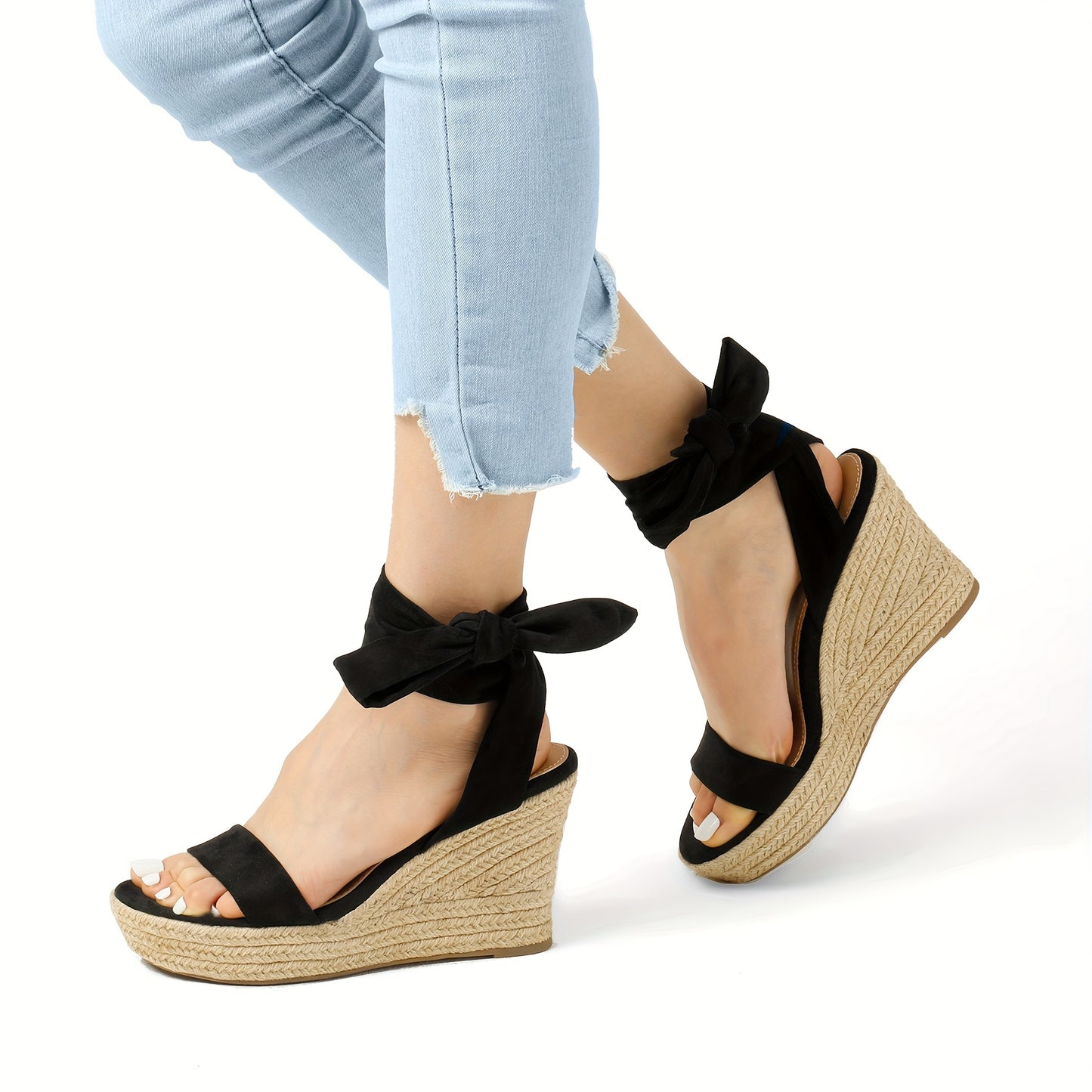 Womens Open Toe Espadrilles Wedges Tie Lace Up Cute Ankle Strap Platform Sandals Dressy Shoes Open Toe High Heels Shoes Fashion Outdoor Shoes Quick On and Off Suitable for Different Occasions, Women Shoes