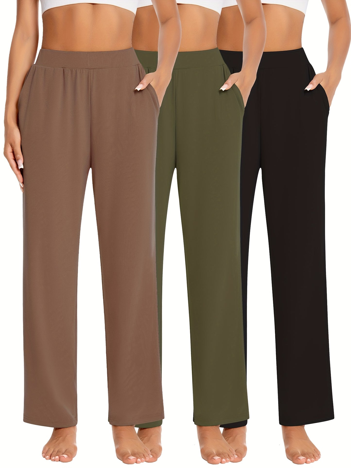Women's Black/Carbon Grey/Khaki Viscose Pants - product view 23