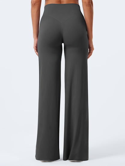 Four-Piece Women'S Outfit for Spring And Autumn, Featuring High-Waisted Wide-Leg for Yoga Pants Made from Elastic Fabric. Ideal for Yoga, Pilates, And Fitness Activities, with a Flared Hem And Stretchy Material