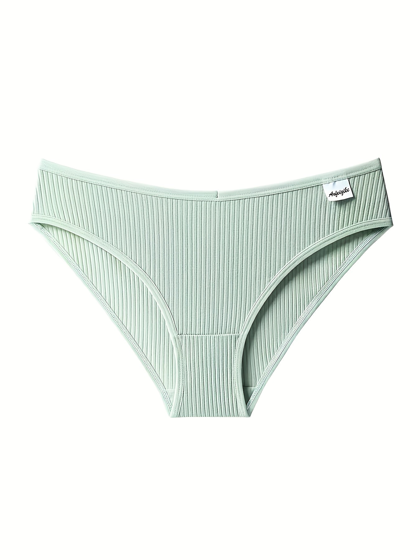 8pcs Women'S Panties Sexy Low-Waist Solid Color Briefs Ribbed Comfortable And Breathable Sports Underwear
