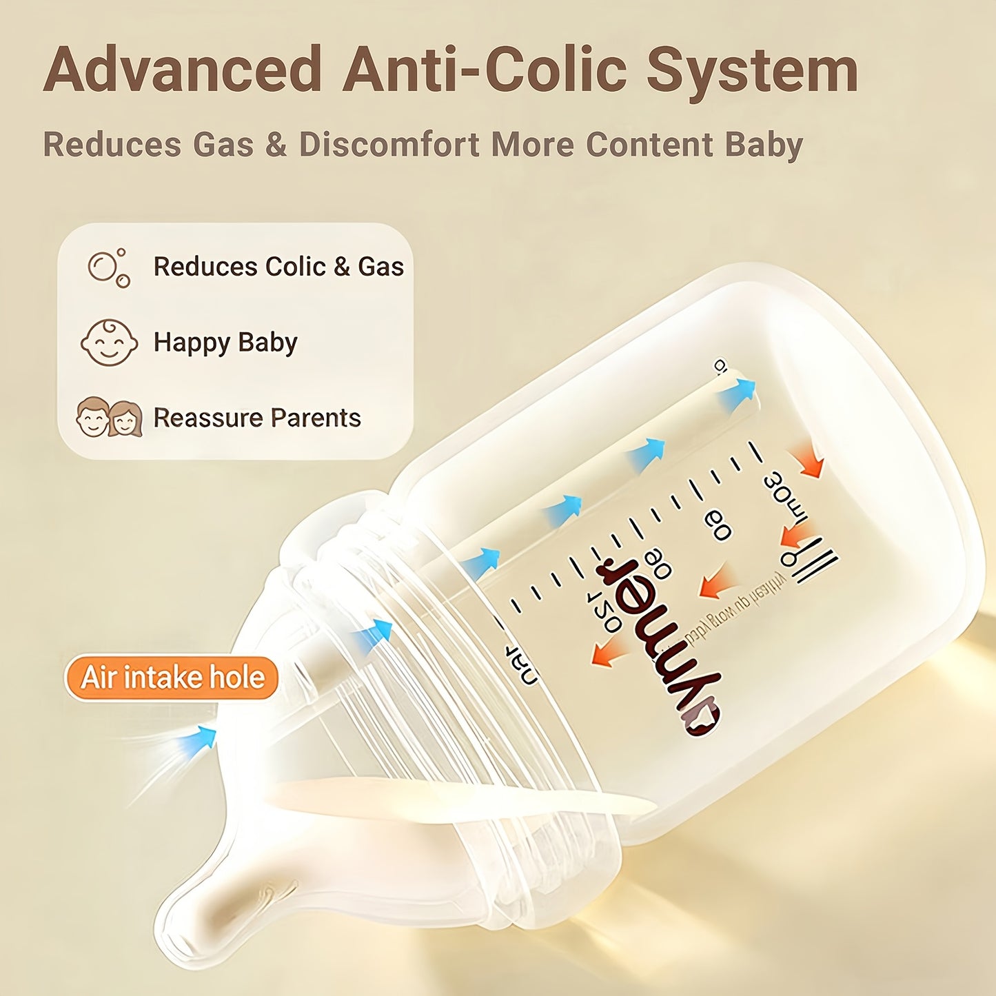 Baby Bottles for Newborn 0-6 Months, Wide Neck Anti-Colic Bottles, Leak-Proof & Easy to Clean, Perfect for Breastfed Babies, Baby Shower Gift Set (BPA Free)