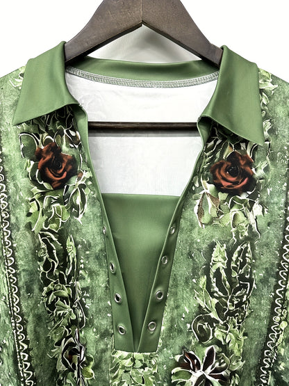 Women's Short Sleeve Scoop Neck Graphic Floral Printed Tops