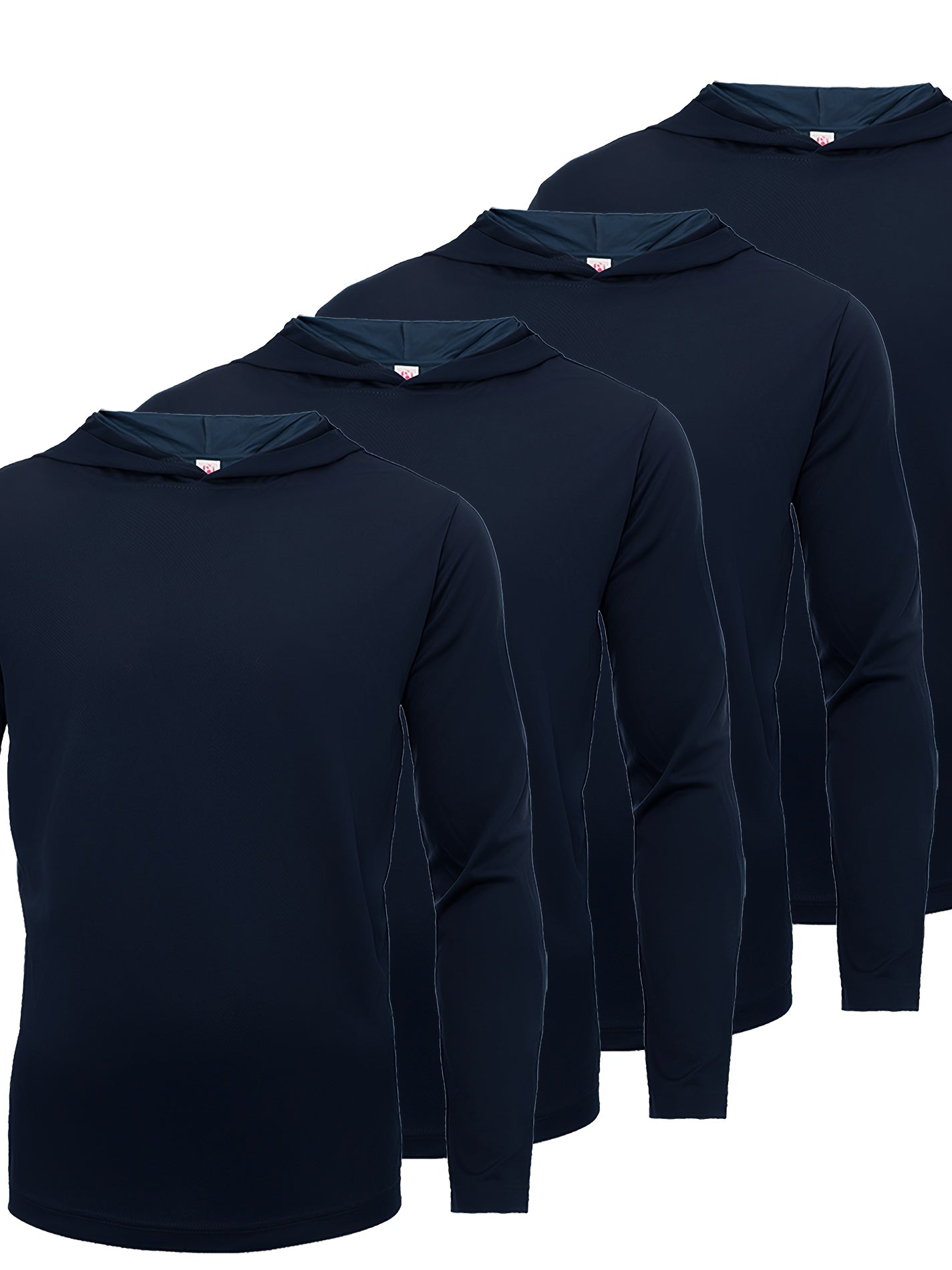 Four Piece Men'S Long Sleeved Solid Color Sports Top, Long Sleeved Hooded Sports Top, Quick Drying Fabric, Simple, Comfortable And Breathable