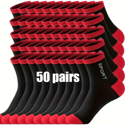 Men's Athletic Crew Socks - 50-Pair Pack