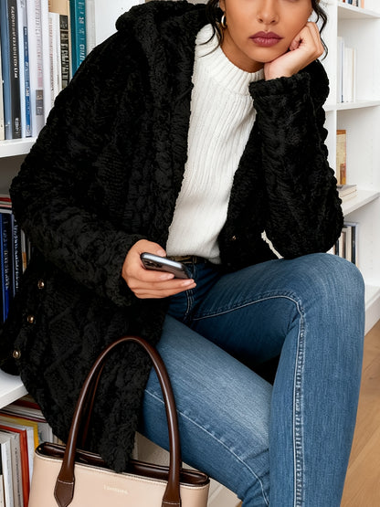 Oversized Chunky Cable Cardigan for Women in Soft Pink, Featuring an Open Front And Long Sleeves. This Winter Coat Is Perfect for Casual And Semi-Formal Fall And Winter Outfits, Designed Without Buttons