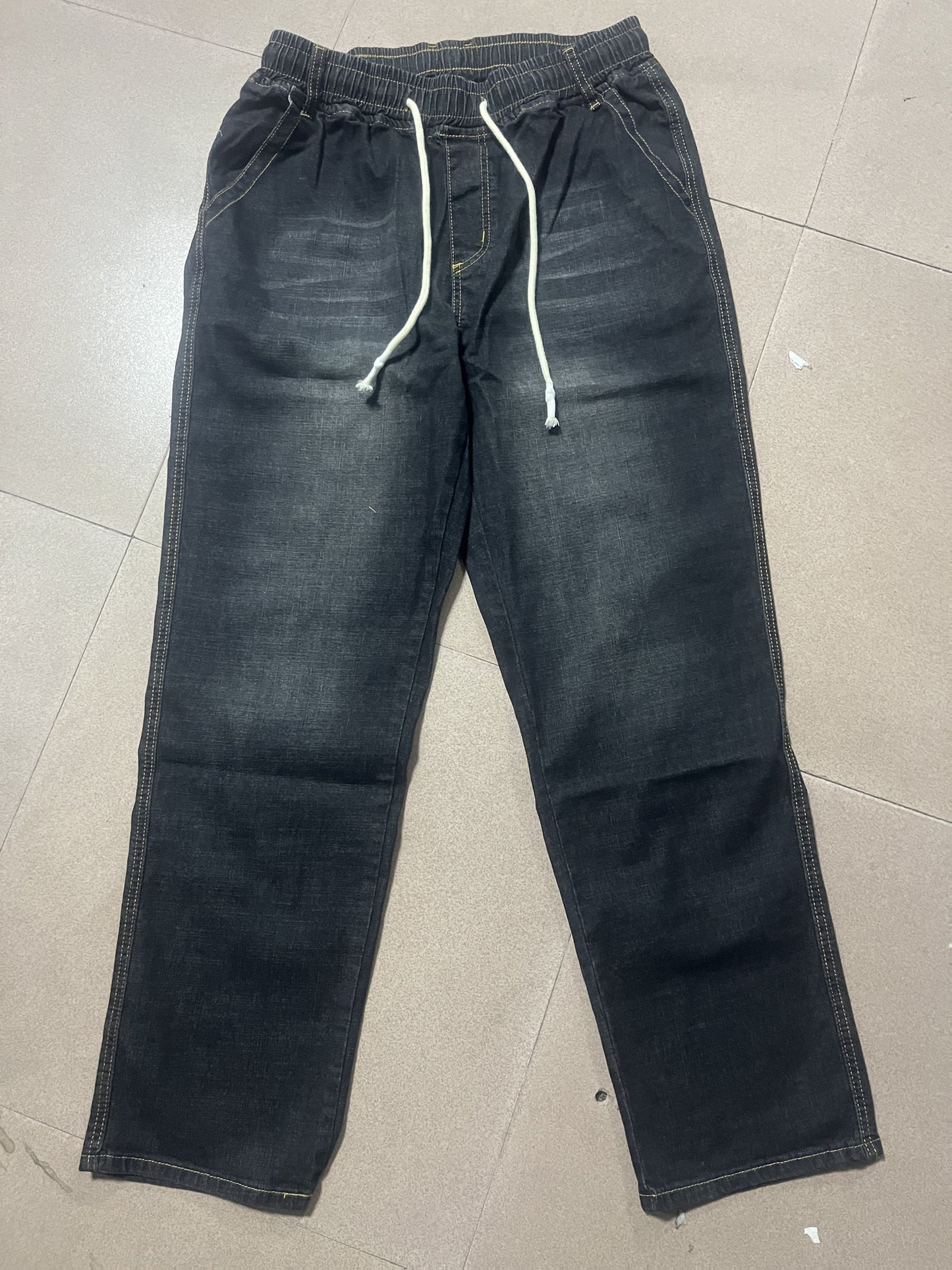 Large Size Jeans Men's Straight Leg Loose Fit Elastic Pants with Added And Extra Pants Elastic Waist Men's Simple And Versatile Denim Pants Men's Jeans Four Season Style, PLUS SIZE