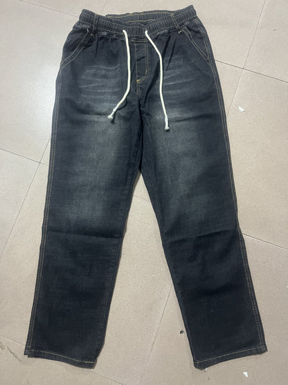 Large Size Jeans Men's Straight Leg Loose Fit Elastic Pants with Added And Extra Pants Elastic Waist Men's Simple And Versatile Denim Pants Men's Jeans Four Season Style, PLUS SIZE