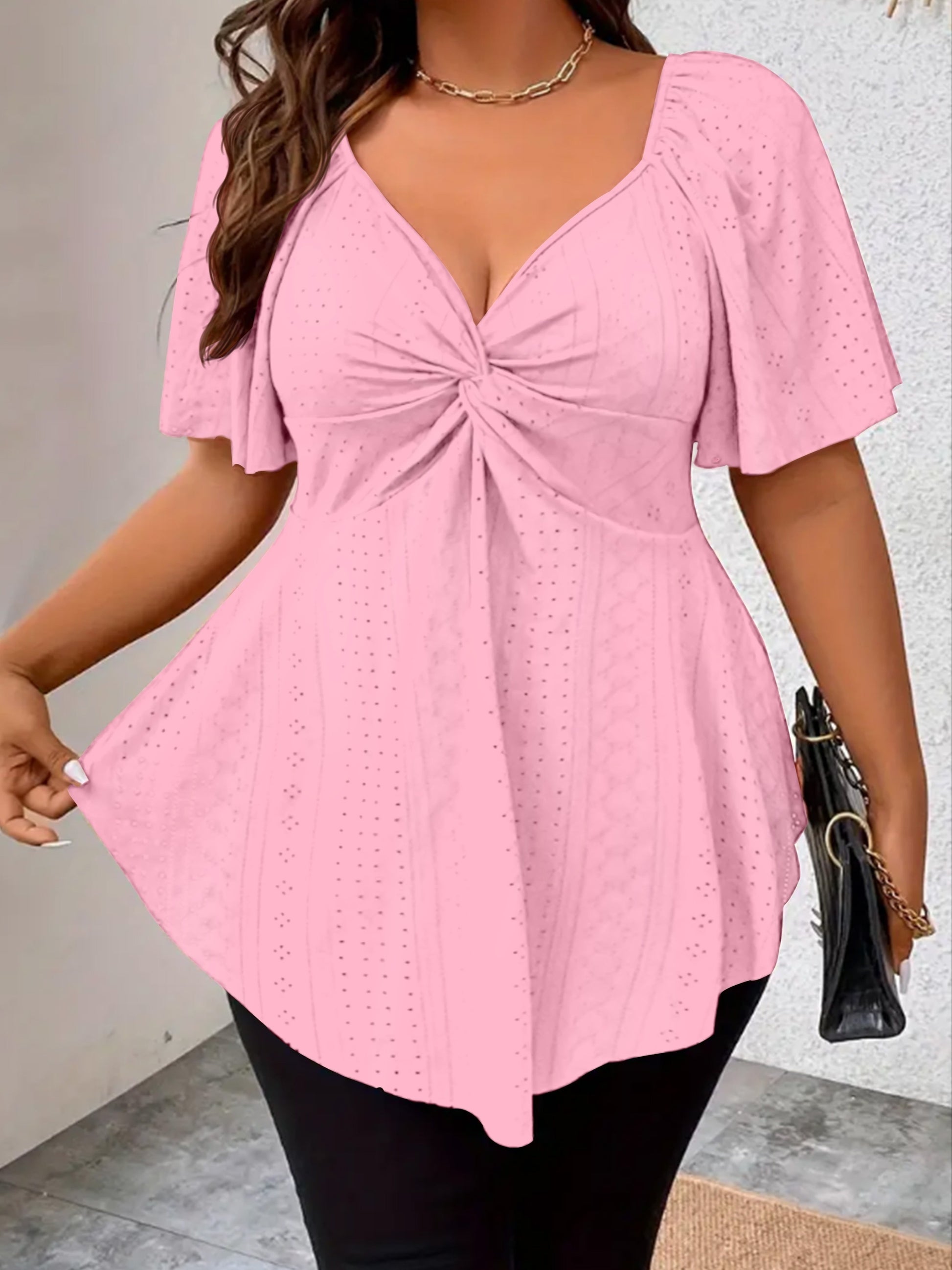 Rose Red V-Neck T-Shirt - product view 10