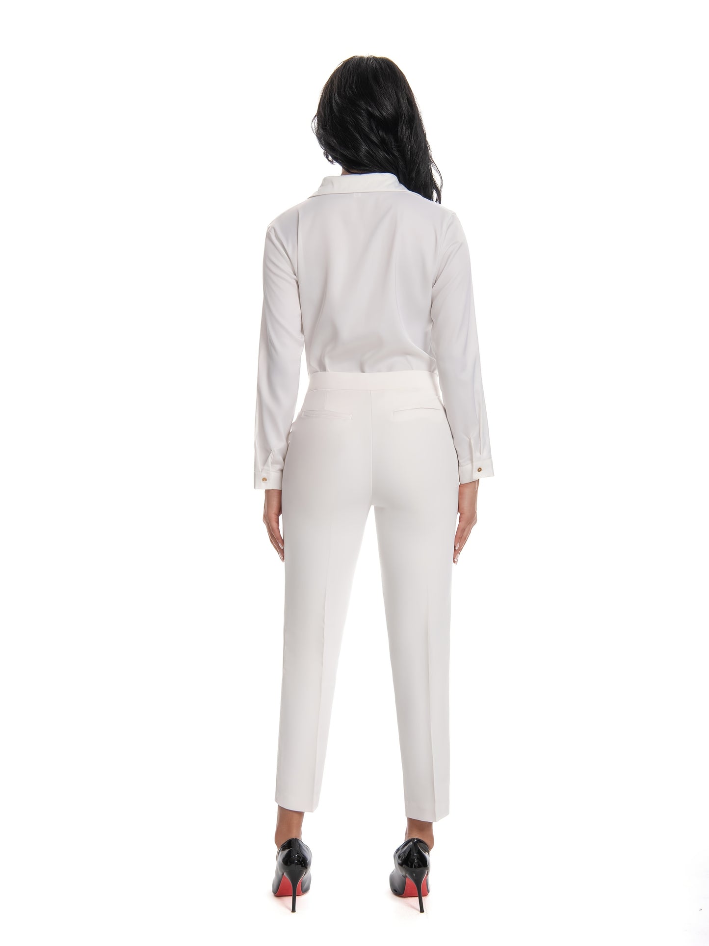 Women'S Mid Waisted Slim Fit Ankle Length Stretch Trousers Vibrant Red High Stretch Fabric with Pockets, Elegant Office Workwear & Evening Out Pants, Machine Washable All-Season Versatile Bottoms, Formal Attire Trousers, Easycare Trouser