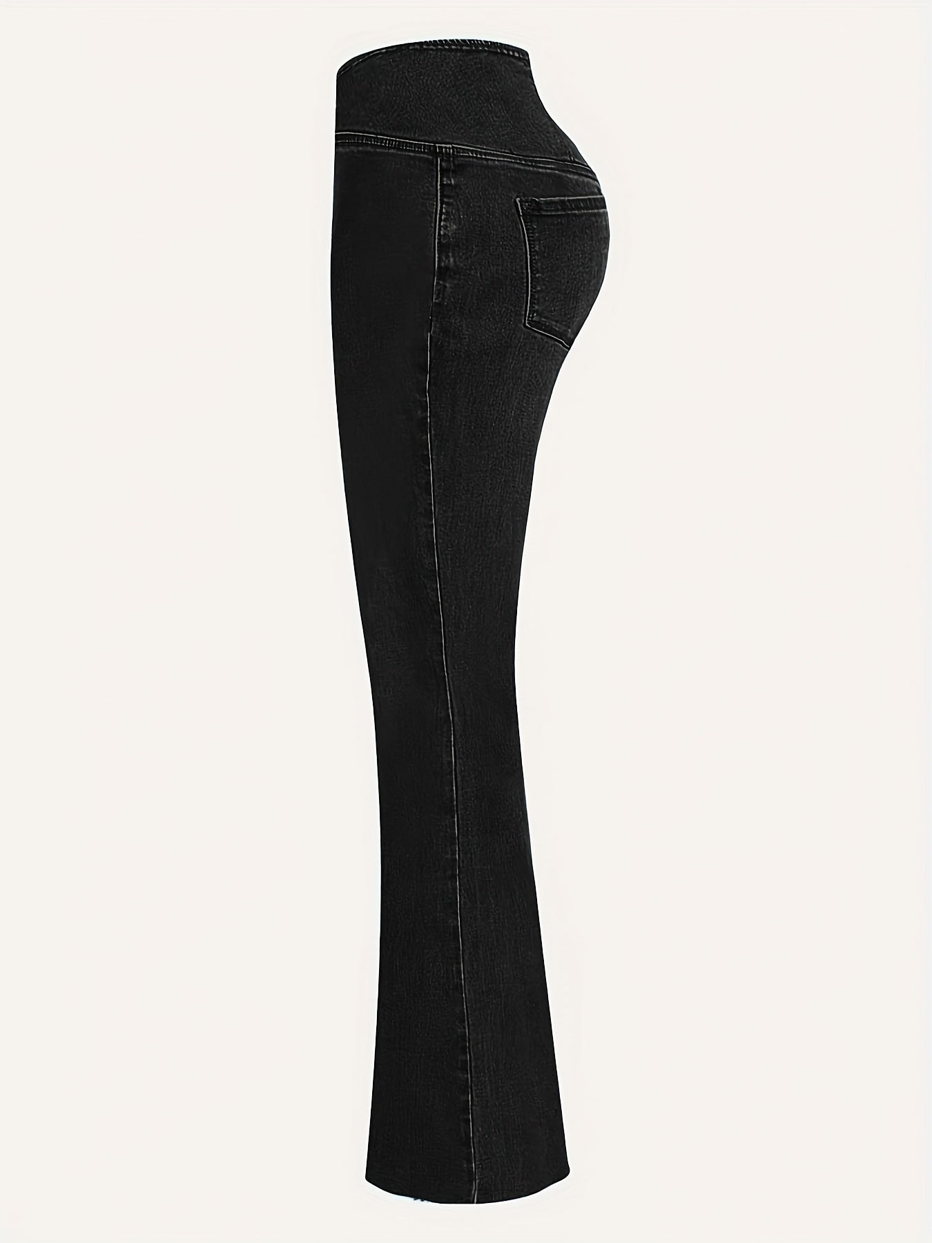 Women's High-Waisted Stretch Jeans - Wide-Leg Bell-Bottom Flared Pants with Cross-Waist , -Like Rayon//Spandex (75/23/2%), All-Season Casual to Dressy Wear, Wrinkle-Resistant Trousers