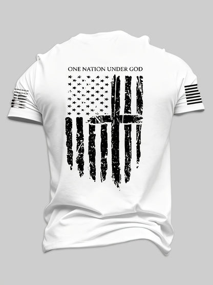 MIXECI Brand Teenager'S Letter Flag Pattern Printed Round Neck T-Shirt, Summer Outdoor Sports Short Sleeve, For Teenager