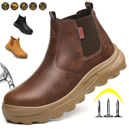 Men's Industrial Construction Protective Shoes, Men's Steel Toe Anti Stab, Durable, Anti Slip Work Boots, Lightweight And Durable Safety Shoes, Work Shoes, Work Boots for Men, Zapatos De Trabajo Para Hombre