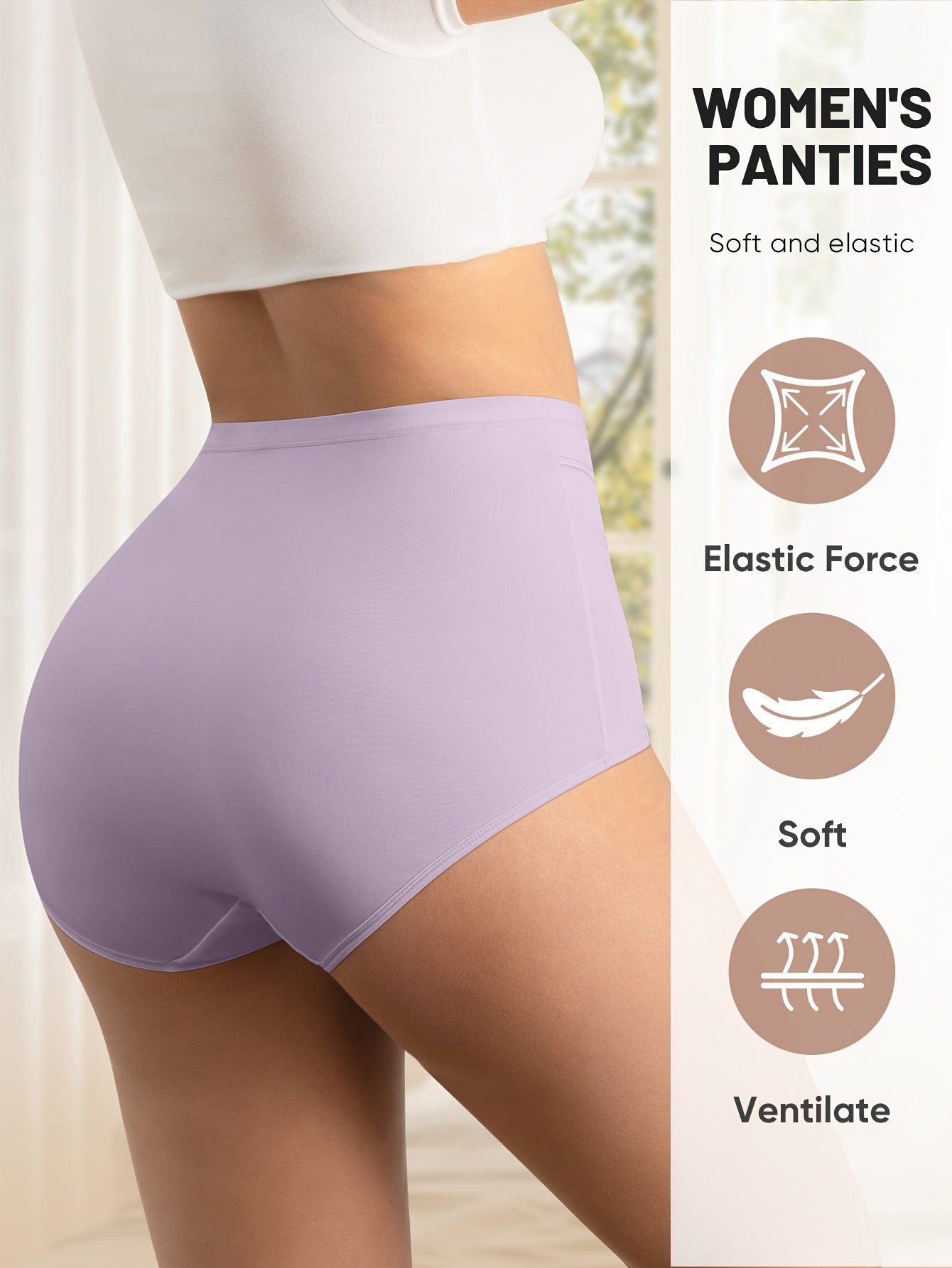 5Pack Plus Size Women's Briefs Extra High Waist Belly Tuck Ice No Marks Women's Panties Briefs Comfortable Fit Body Shaping Buttocks Lift Summer Thin