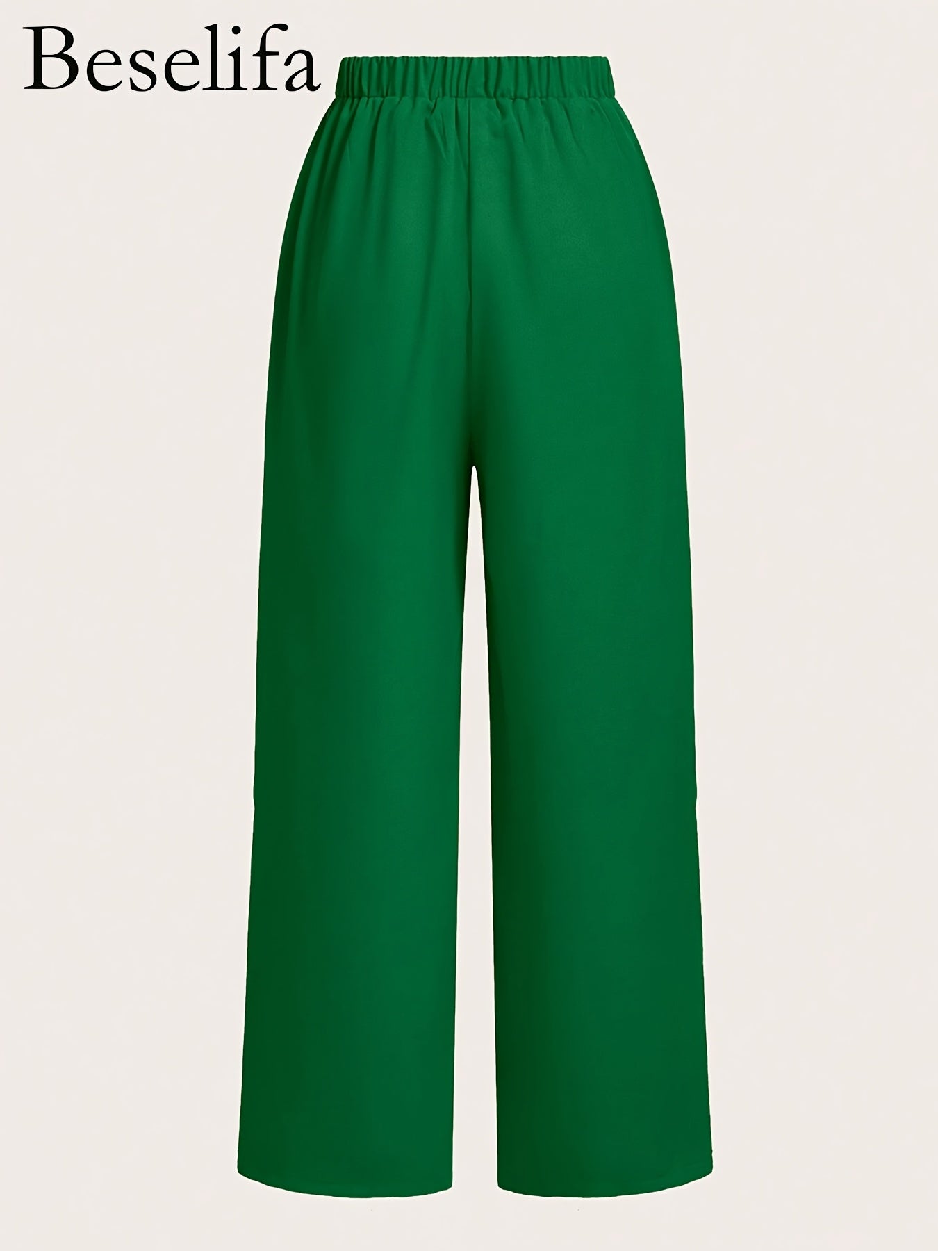 New Summer Elegant Round Neck Sleeveless Loose Hem Cropped Top Straight Trousers Women'S Two-Piece Set