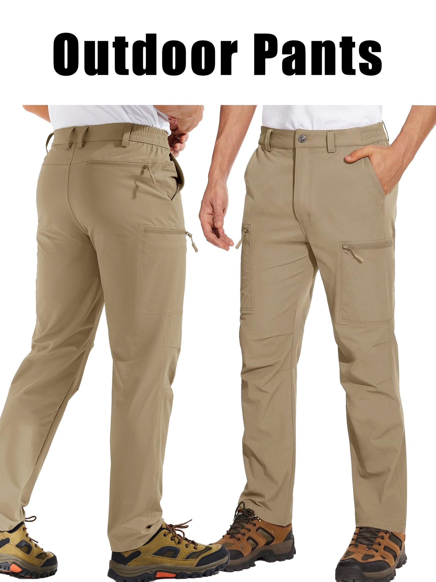 Men'S Cargo Pants Spring Hiking Trousers Quick-Dry Ripstop Stretch Fabric Breathable Moisture-Wicking Lightweight Elastic Waist And 3D-Cut 6 Pockets Outdoor Pants for Fishing Travel Camping, Work in Spring And Summer