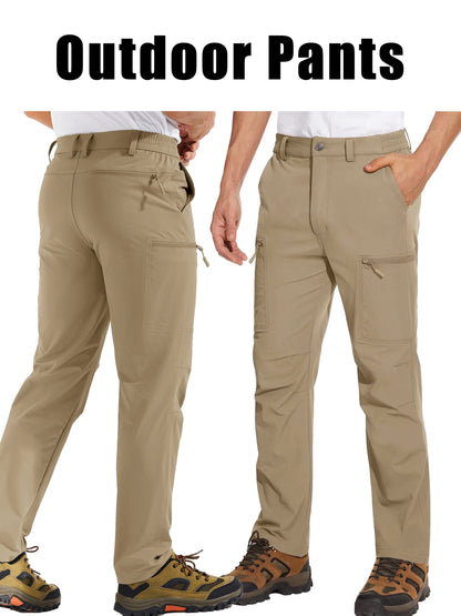 Men'S Cargo Pants Spring Hiking Trousers Quick-Dry Ripstop Stretch Fabric Breathable Moisture-Wicking Lightweight Elastic Waist And 3D-Cut 6 Pockets Outdoor Pants for Fishing Travel Camping, Work in Spring And Summer