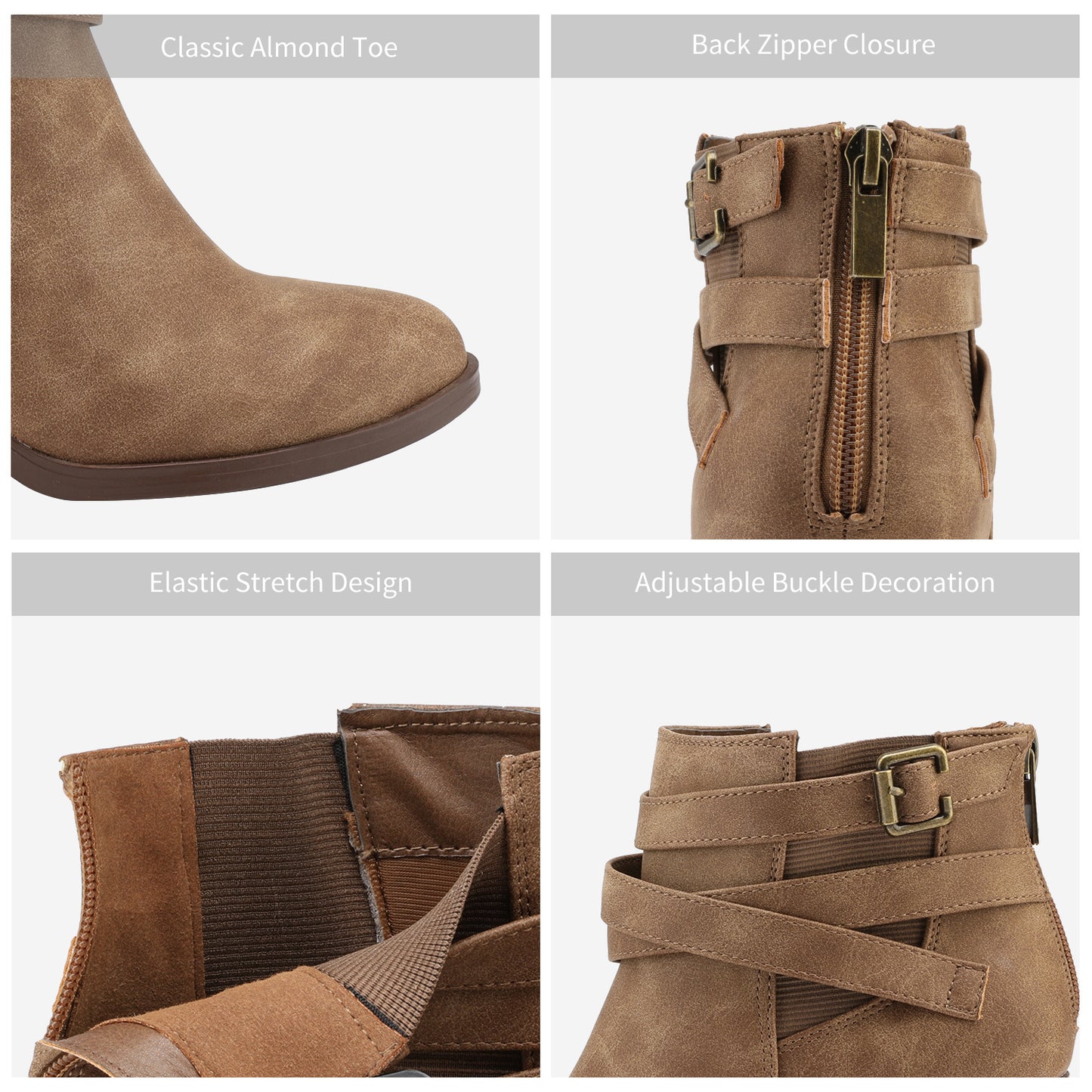 Women's Chunky High Heel Ankle Boots, Close Toe Fall Heeled Booties Shoes