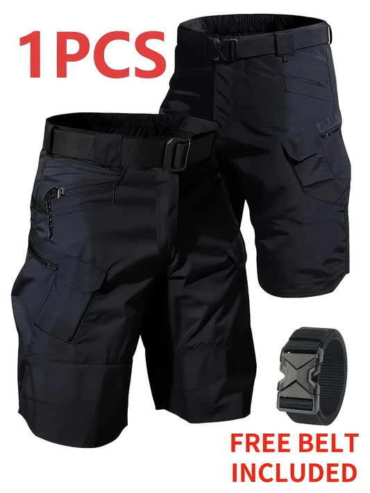 Men's Tactical Cargo Shorts - Casual Shorts - Lightweight Multi-pocket Outdoor Shorts, (Belt Included) Non-stretch Durable Fabric for Hiking, Camping, Fishing - Black Casual Style for Professionals And Outdoor Enthusiasts