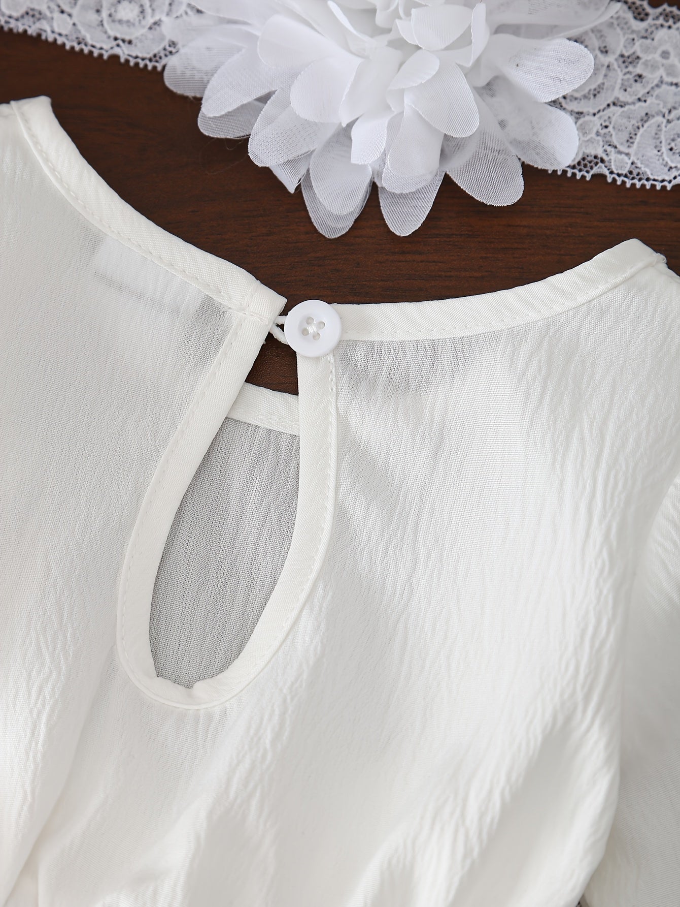 2pcs Baby Girl'S Lace Dress Set, Crew Neck, Long Sleeve, Solid Color, Non-Stretch Fabric, with Contrast Lace Detail, with Matching Floral Headband, for Spring/Fall, Elegant Princess Style Ha Yi Skirt Outfit for Children