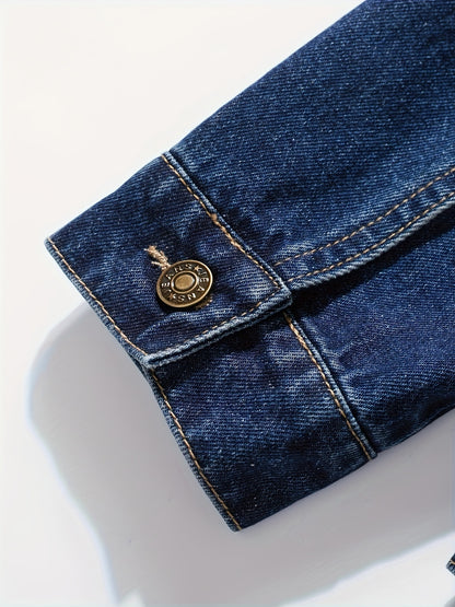Men'S Vintage Denim Jacket, Casual Urban Style Multi-Pocket Denim Coat