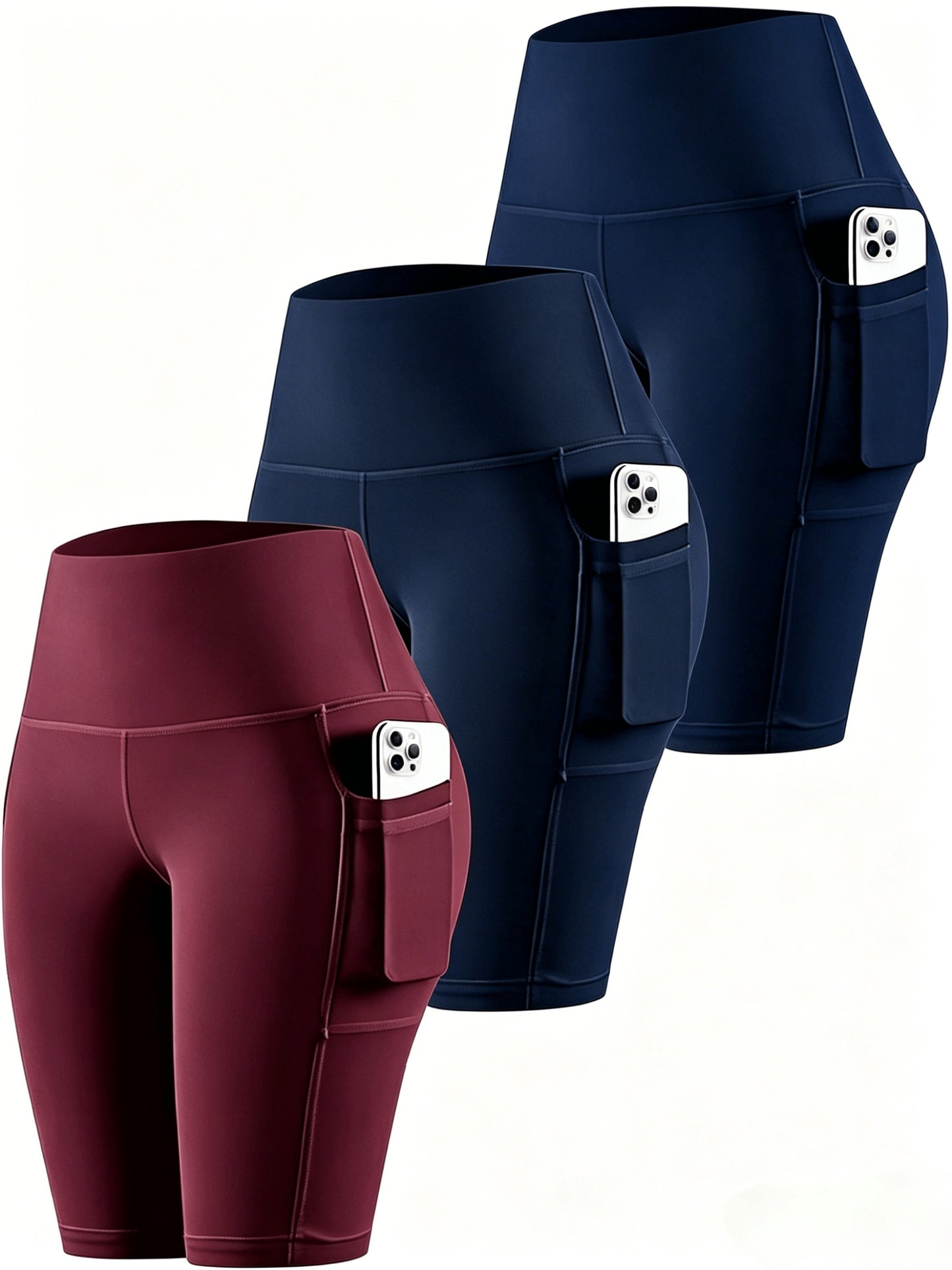 3pcs Women'S Biker Shorts with Pockets, High Waisted Tummy Control Workout Yoga Running Gym Tennis Shorts, Thanksgiving Day Christmas Costumes