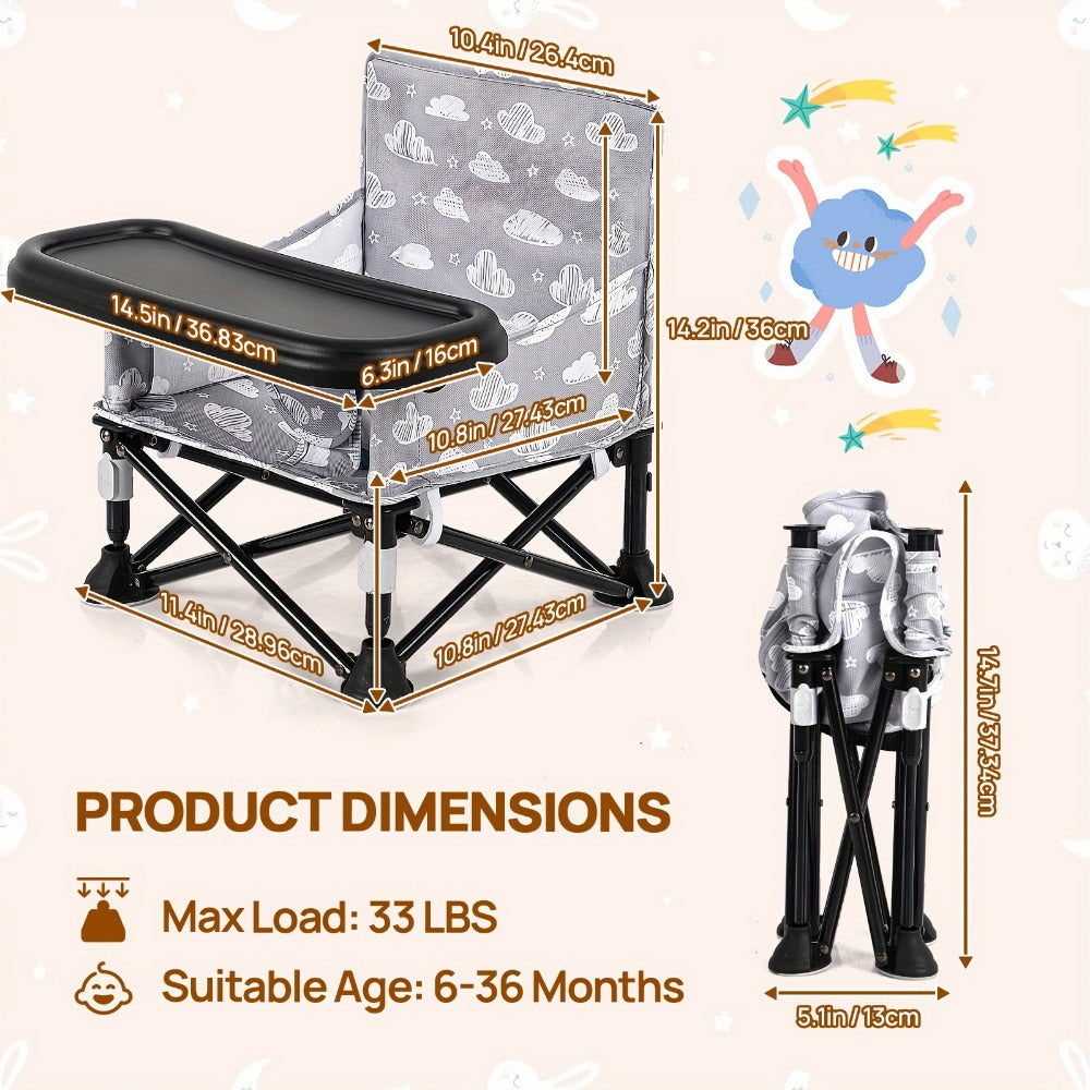 Foldable Baby Dining Chair - Portable Tray Seat