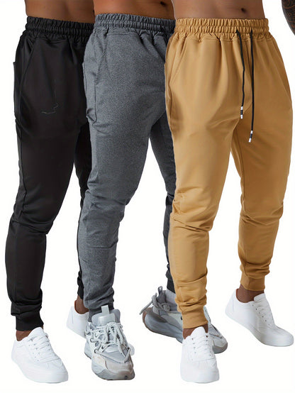 Set of 3 Men'S Athletic Joggers, Stylish Sweatpants for Sports