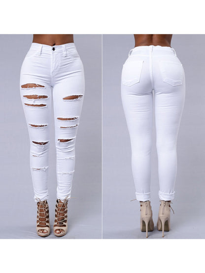 2025Women's Ripped Skinny Jeans, High Waist Stretch Denim Pants - Slim Fit Casual Style for Casual Attire Elegant,, Sexy
