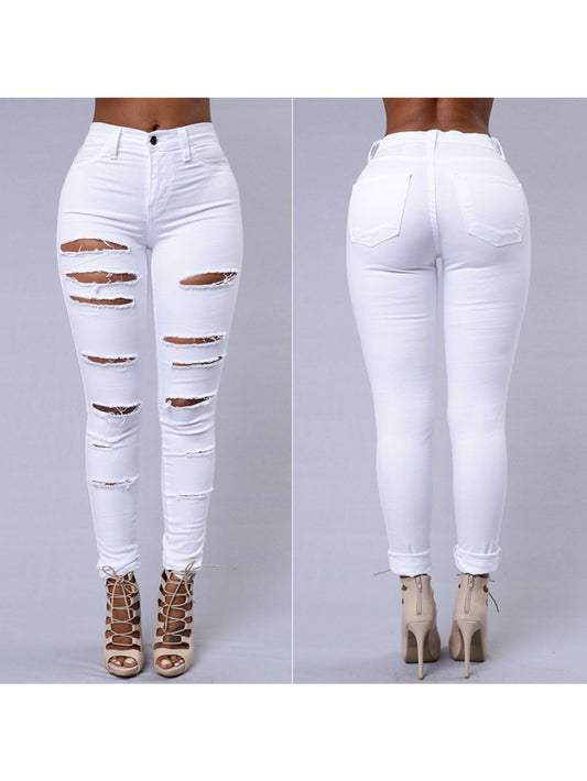 2025Women's Ripped Skinny Jeans, High Waist Stretch Denim Pants - Slim Fit Casual Style for Casual Attire Elegant,, Sexy