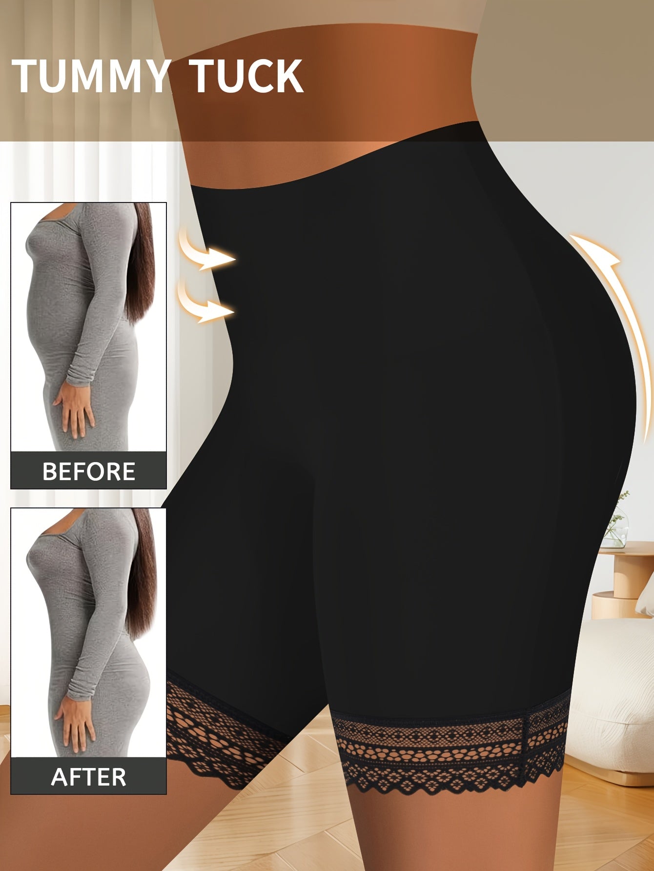Women's Mixed colors Lace High-Waist Shorts - product view 8