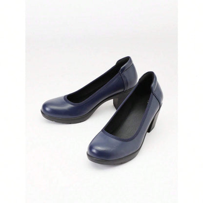 Women'S Block Heel Pumps Work Shoes Office Lady Round Toe High Heels Dress Shoes, Women Shoes
