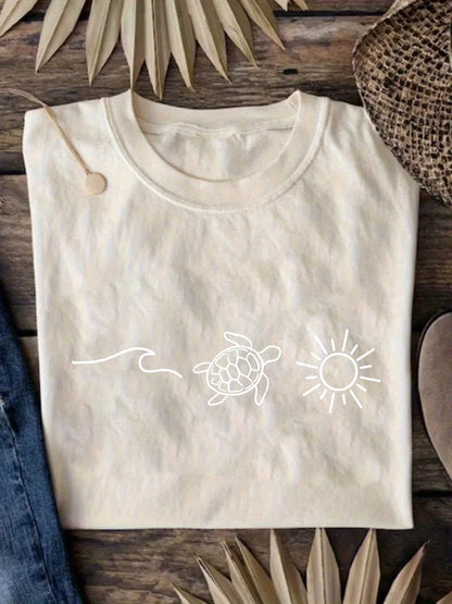 Women's Orange Printed Short-Sleeve T-Shirt - product view 2