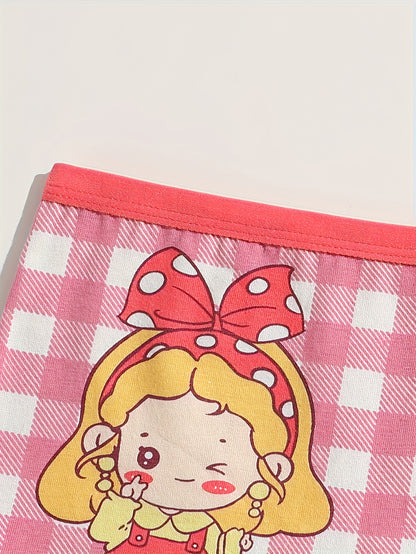 Random 12pcs Girls' Underwear Soft Comfortable Breathable Girls' Boxer Underwear Cute Cartoon Patterns Girls' Underwear