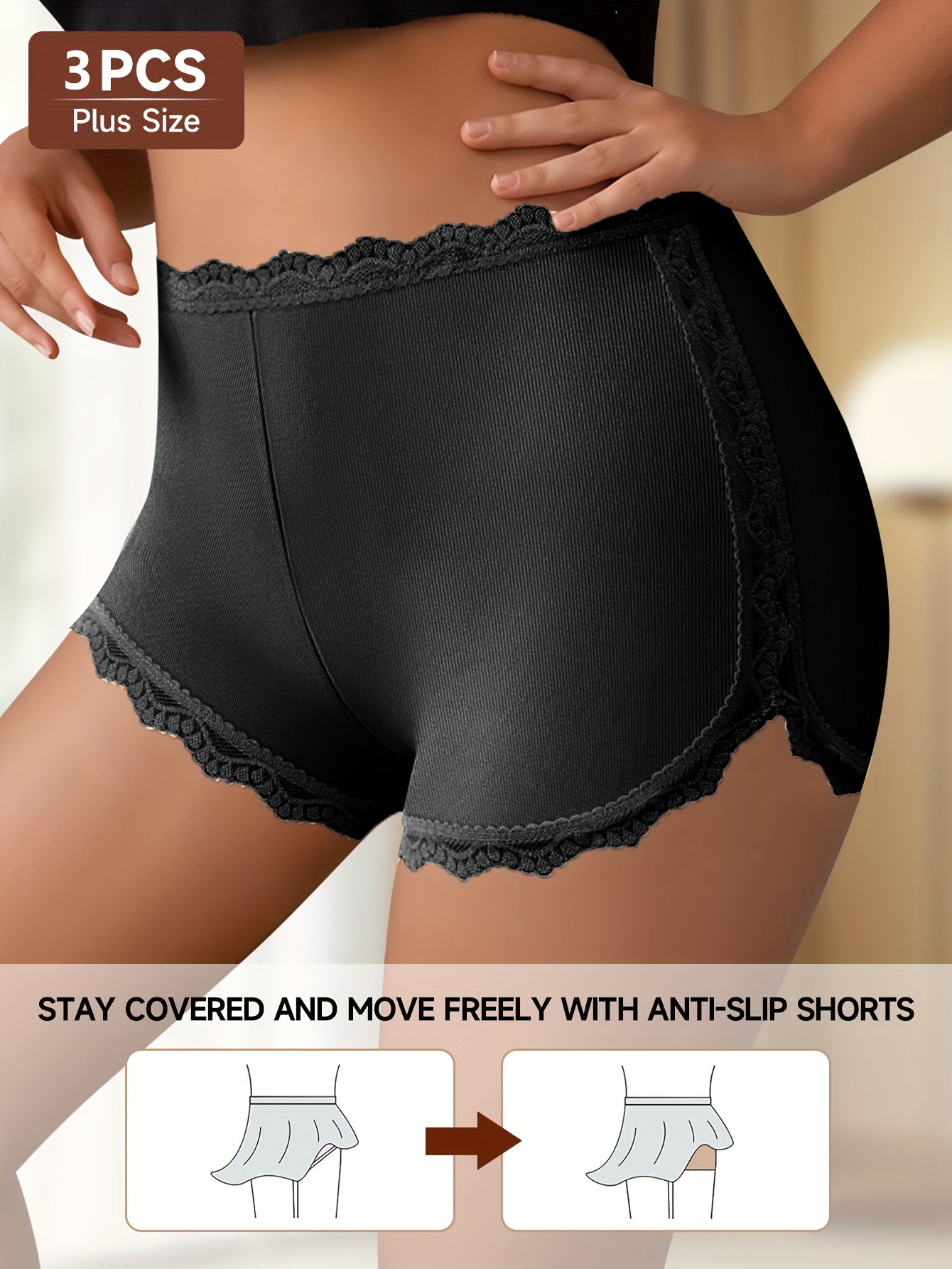 Women's Mixed colors Lace High-Waist Oversized Underwear - product view 5