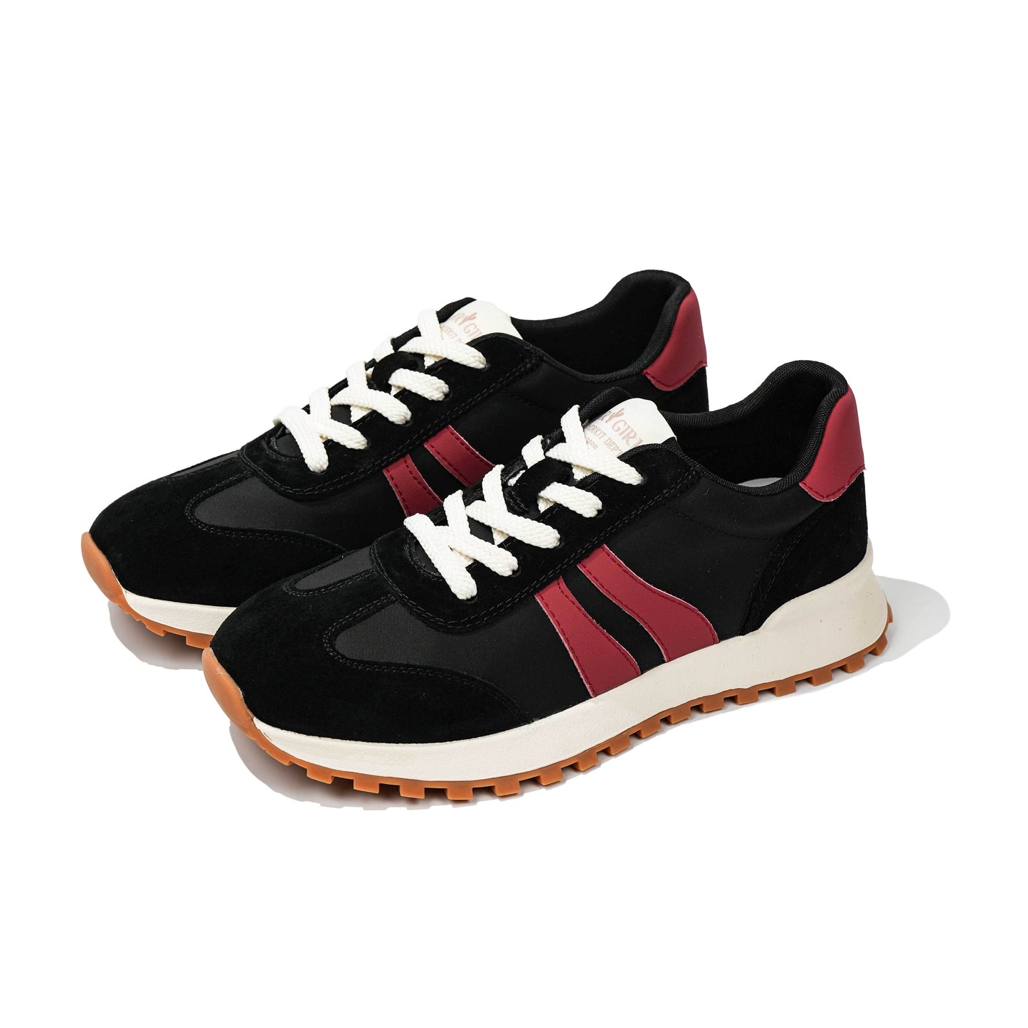 Women's Genuine Leather Chunky Lug Sole Lace Up Running Shoes Casual Designed Fashion Sporty Sneakers AA1127n