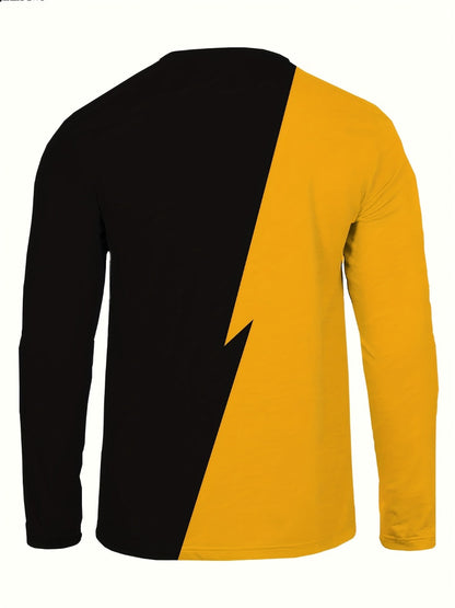 Men's Solid Color T-Shirt - Crew Neck Long Sleeve 931749