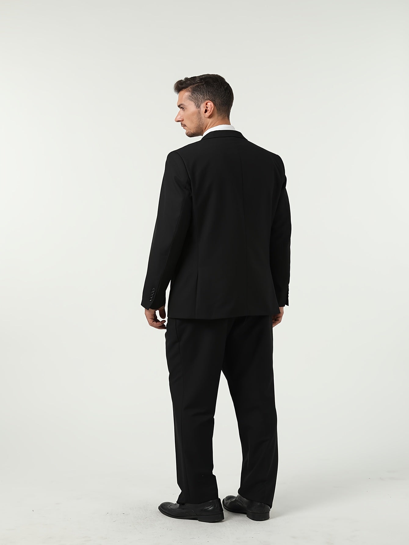 Men's Solid Color Complete 3pcs Suit Set Slim Fit Modern Tailored for Weddings Business Graduation Father's Day Gifting Express Delivery
