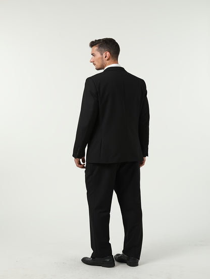 Men's Solid Color Complete 3pcs Suit Set Slim Fit Modern Tailored for Weddings Business Graduation Father's Day Gifting Express Delivery