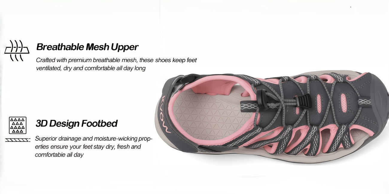 Women'S Closed Toe Hiking Sandals, Adjustable Quick Dry Water Shoes, Non-Slip Outdoor Sport Sandals With Arch Support For Summer Beach Walking Women'S Closed Toe Sport Sandals, Breathable Adjustable Strap Hiking Sandals, Non-Slip Arch Support Water