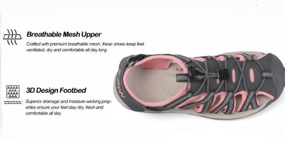 Women'S Closed Toe Hiking Sandals, Adjustable Quick Dry Water Shoes, Non-Slip Outdoor Sport Sandals With Arch Support For Summer Beach Walking Women'S Closed Toe Sport Sandals, Breathable Adjustable Strap Hiking Sandals, Non-Slip Arch Support Water
