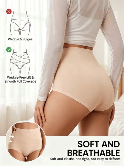 4Pack High Waist Tummy Control Briefs, Elegant Comfy Breathable Stretchy Women's Panties, Women's Lingerie & Underwear